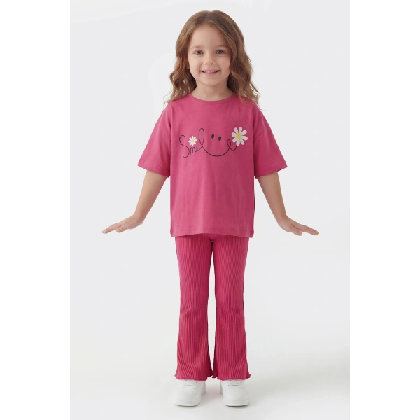 3-10 Yaş Kız Çocuk %100 Pamuk Yazlık Takım | Tişört ve Fitilli Tayt