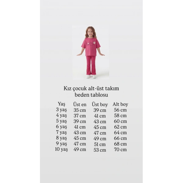 3-10 Yaş Kız Çocuk %100 Pamuk Yazlık Takım | Tişört ve Fitilli Tayt