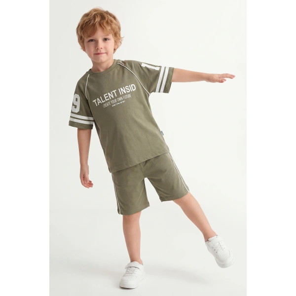 5-12 Yaş Erkek Çocuk Oversize %100 Pamuk Yazlık Takım – Rahat Kesim Günlük Şortlu Kombin