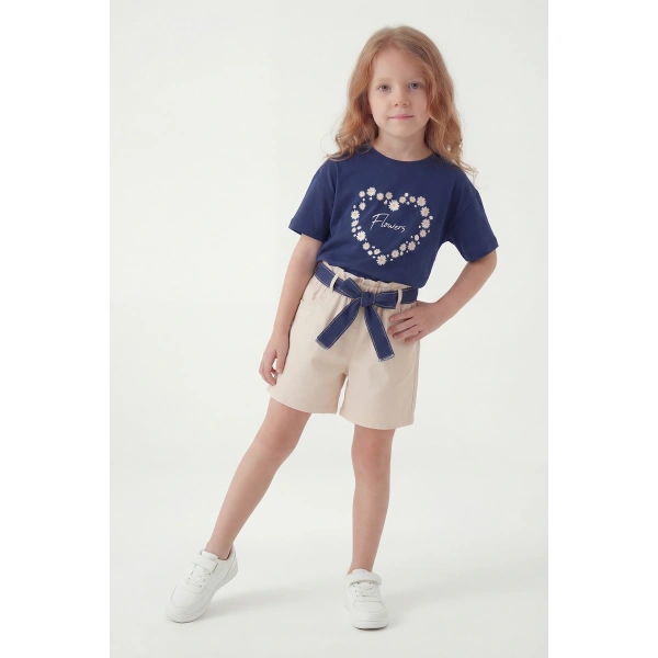 3-10 Yaş Kız Çocuk %100 Pamuk Yazlık Takım | Tişört ve Dokuma şort