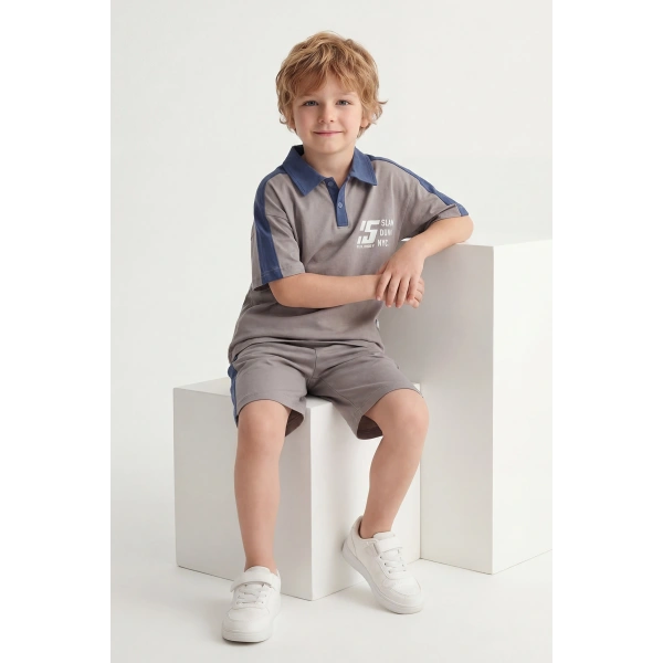 5-12 Yaş Erkek Çocuk Patlı %100 Pamuk Yazlık Takım – Rahat Kesim Günlük Şortlu Kombin