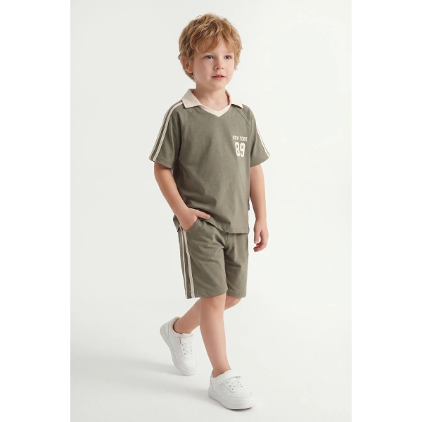 5-12 Yaş Erkek Çocuk Oversize Yakalı %100 Pamuk Yazlık Takım – Rahat Günlük Şortlu Kombin