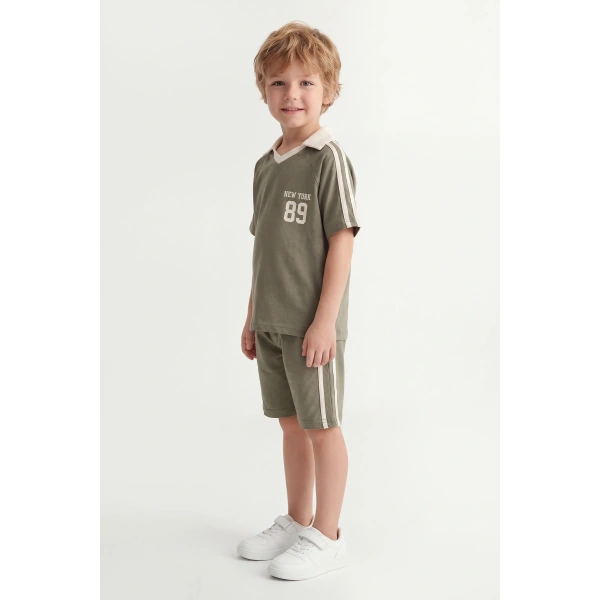 5-12 Yaş Erkek Çocuk Oversize Yakalı %100 Pamuk Yazlık Takım – Rahat Günlük Şortlu Kombin