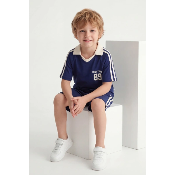 5-12 Yaş Erkek Çocuk Oversize Yakalı %100 Pamuk Yazlık Takım – Rahat Günlük Şortlu Kombin