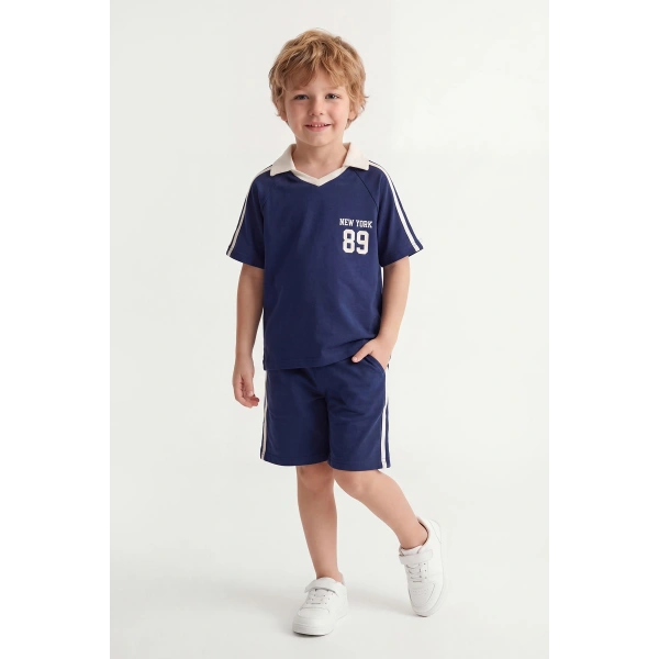 5-12 Yaş Erkek Çocuk Oversize Yakalı %100 Pamuk Yazlık Takım – Rahat Günlük Şortlu Kombin