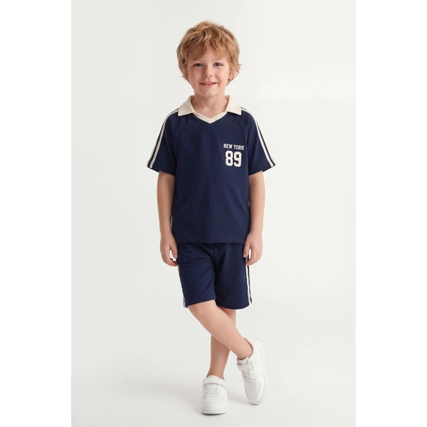 5-12 Yaş Erkek Çocuk Oversize Yakalı %100 Pamuk Yazlık Takım – Rahat Günlük Şortlu Kombin