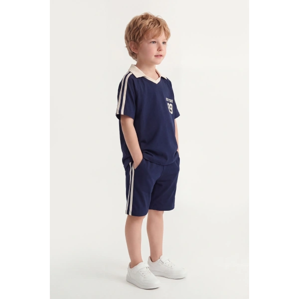 5-12 Yaş Erkek Çocuk Oversize Yakalı %100 Pamuk Yazlık Takım – Rahat Günlük Şortlu Kombin