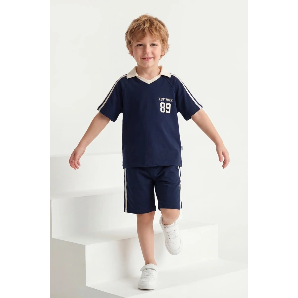 5-12 Yaş Erkek Çocuk Oversize Yakalı %100 Pamuk Yazlık Takım – Rahat Günlük Şortlu Kombin