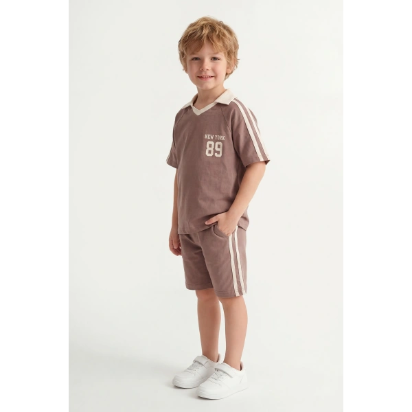 5-12 Yaş Erkek Çocuk Oversize Yakalı %100 Pamuk Yazlık Takım – Rahat Günlük Şortlu Kombin