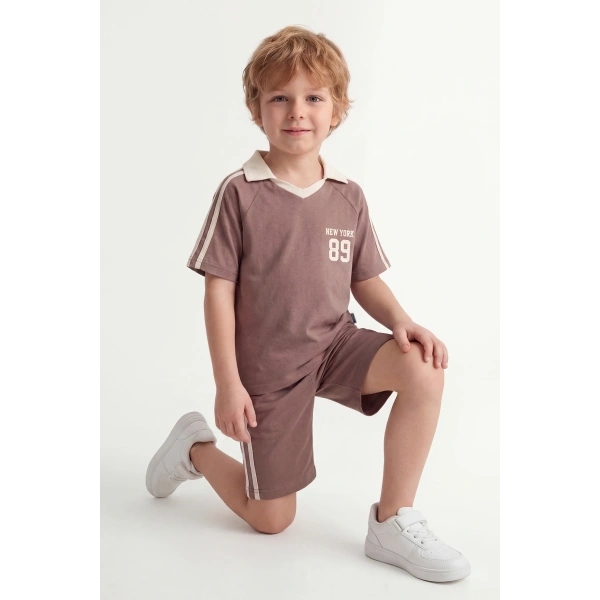 5-12 Yaş Erkek Çocuk Oversize Yakalı %100 Pamuk Yazlık Takım – Rahat Günlük Şortlu Kombin
