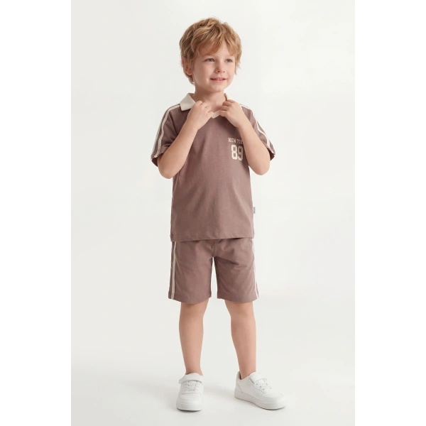 5-12 Yaş Erkek Çocuk Oversize Yakalı %100 Pamuk Yazlık Takım – Rahat Günlük Şortlu Kombin