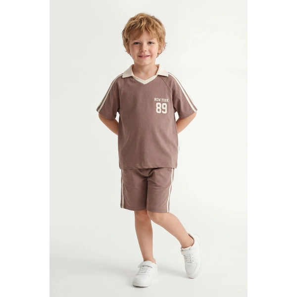 5-12 Yaş Erkek Çocuk Oversize Yakalı %100 Pamuk Yazlık Takım – Rahat Günlük Şortlu Kombin