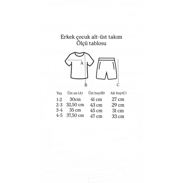 2-5 Yaş Erkek Çocuk Keten %100 Pamuk Yazlık Takım–Desenli Gömlek ve Şort Rahat Kesim Kombin