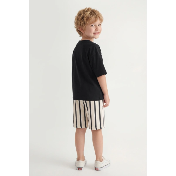 5-12 Yaş Erkek Çocuk Oversize Baskılı Şortlu Takım | %100 Pamuk Rahat Yazlık Kombin