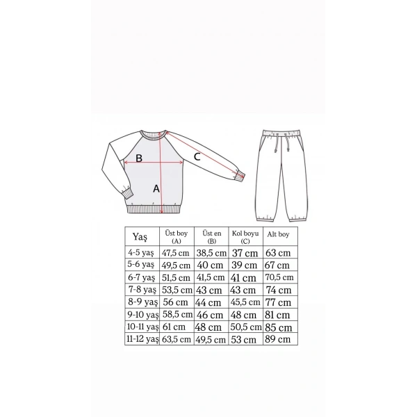 5-12 Yaş Erkek Çocuk Mavi | Kapüşonlu 3 İplik Şardonlu Eşofman Takımı- Alt Üst Takım