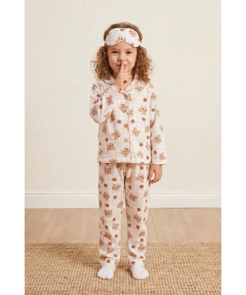 3–10 Yaş Çocuk Pijama Takımı | Göz Bantlı | Rahat & Nefes Alan