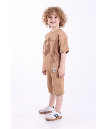 S Baskılı Arma Detaylı 3-6 Yaş Oversize Erkek Çocuk Şortlu Yazlık Takım