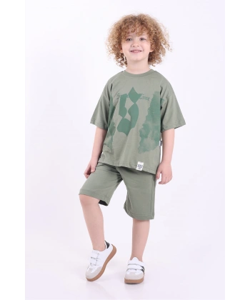 S Baskılı Arma Detaylı 3-6 Yaş Oversize Erkek Çocuk Şortlu Yazlık Takım