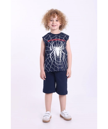 Örümcek Adam Baskılı Kolsuz 3-6 Yaş Erkek Çocuk Oversize Şortlu Yazlık Takım