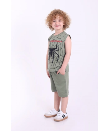 Örümcek Adam Baskılı Kolsuz 3-6 Yaş Erkek Çocuk Oversize Şortlu Yazlık Takım