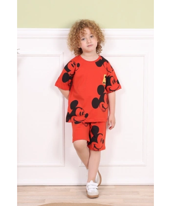 Micky Baskılı 3-6 Yaş Oversize Çocuk Yazlık Şortlu Takım