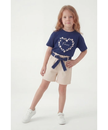 3-10 Yaş Kız Çocuk %100 Pamuk Yazlık Takım | Tişört ve Dokuma şort
