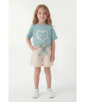 3-10 Yaş Kız Çocuk %100 Pamuk Yazlık Takım | Tişört ve Dokuma şort