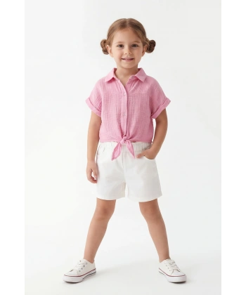3-10 Yaş Kız Çocuk %100 Pamuk Yazlık Takım | Gömlek ve Dokuma şort