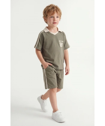 5-12 Yaş Erkek Çocuk Oversize Yakalı %100 Pamuk Yazlık Takım – Rahat Günlük Şortlu Kombin