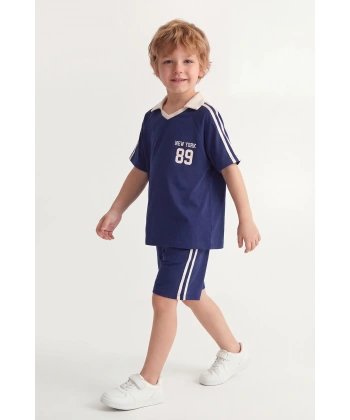 5-12 Yaş Erkek Çocuk Oversize Yakalı %100 Pamuk Yazlık Takım – Rahat Günlük Şortlu Kombin