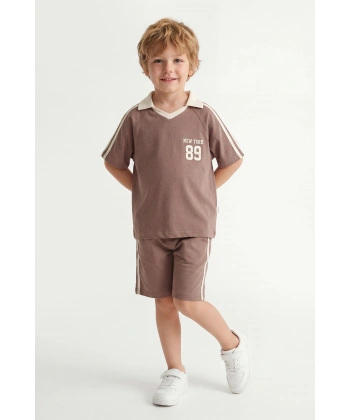 5-12 Yaş Erkek Çocuk Oversize Yakalı %100 Pamuk Yazlık Takım – Rahat Günlük Şortlu Kombin