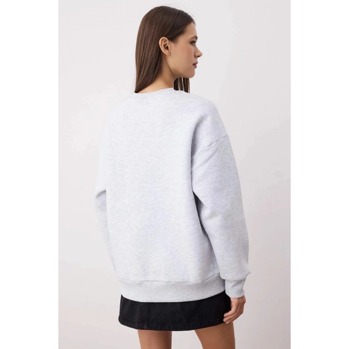 petite ateiler 3 iplik şardonlu bisiklet yaka sweatshirt gri