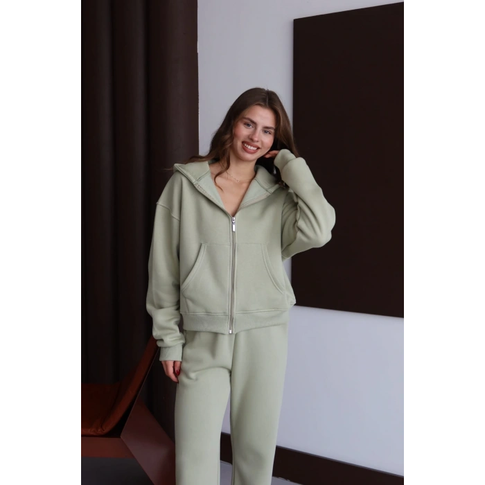 petite ateiler 3 iplik şardonlu kapşonlu hoodie frm mint p510437