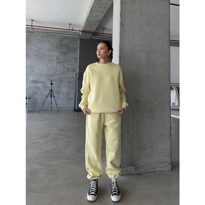 petite ateiler 3 iplik şardonlu Lastik paça eşofman sarı p510439