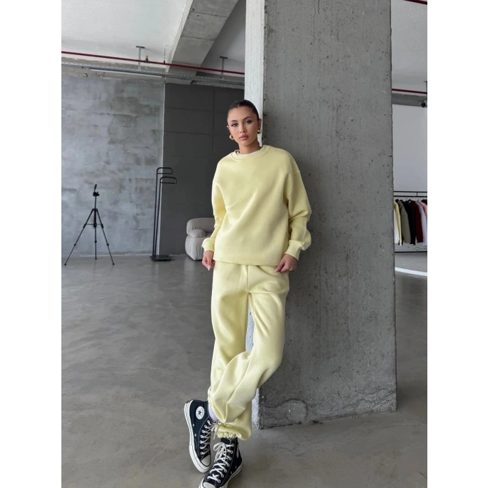 petite ateiler 3 iplik şardonlu Lastik paça eşofman sarı p510439