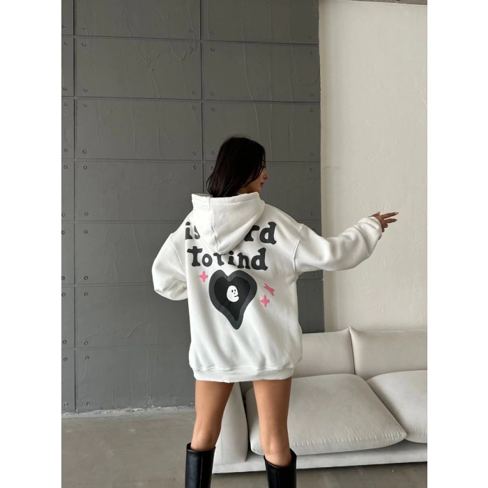 petite ateiler 3 iplik şardonlu oversize true baskılı sweat Beyaz