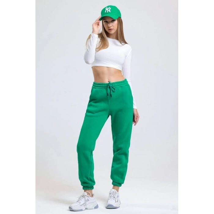 petite ateiler 3 iplik şardonlu paça lastikli eşofman yeşil is001