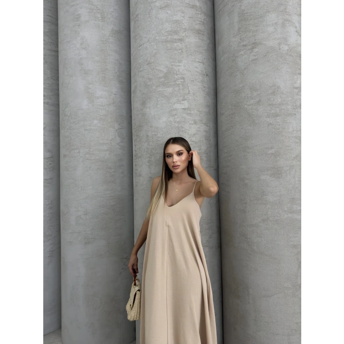petite ateiler Aerobin uzun elbise bej pt