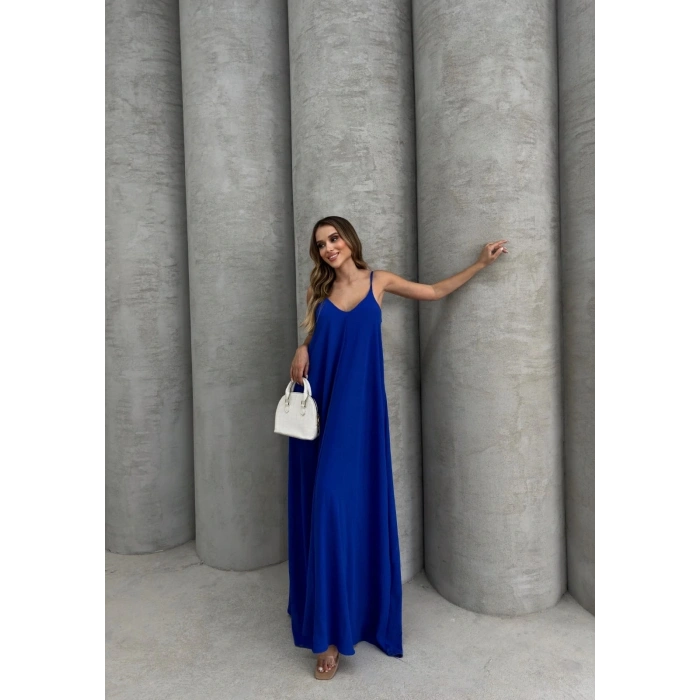 petite ateiler Aerobin uzun elbise saks mavisi pt