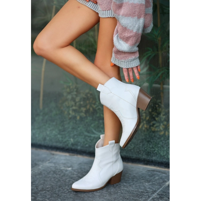 petite ateiler Akver Bej Cilt Topuklu Bot