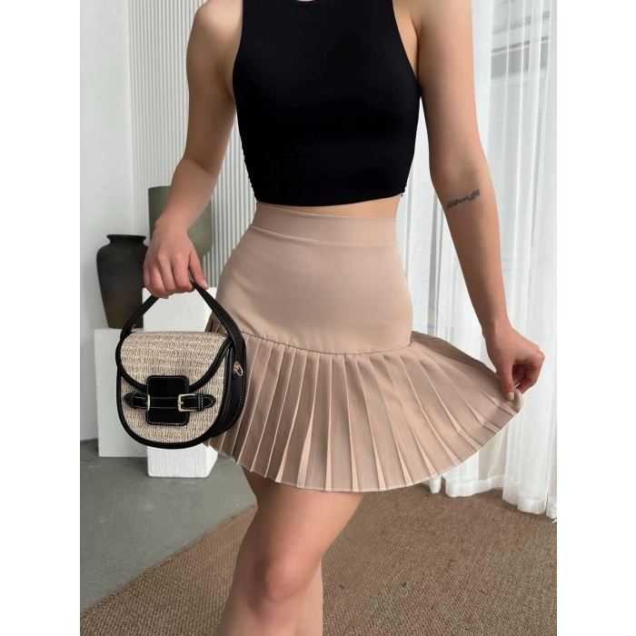 petite ateiler Altı pliseli mini etek