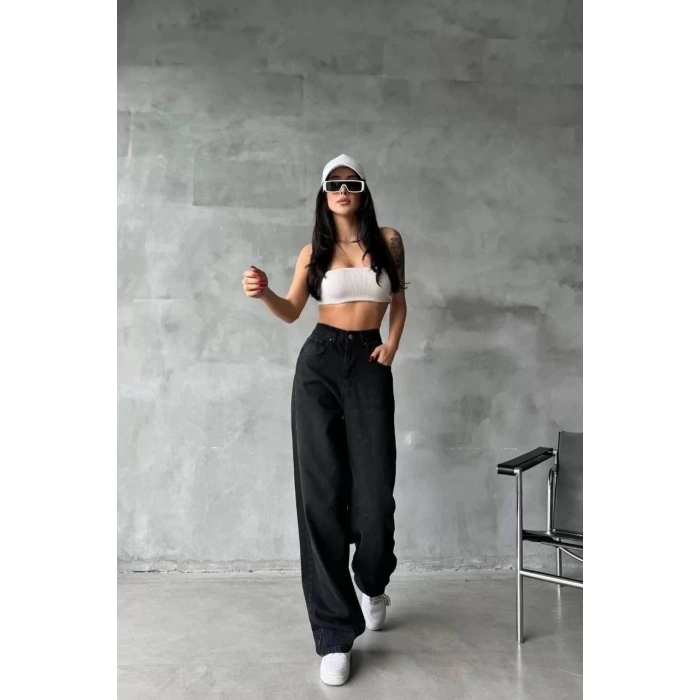 petite ateiler Arkadan tokalı jeans pantolon Siyah