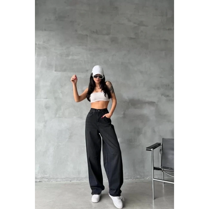 petite ateiler Arkadan tokalı jeans pantolon Siyah