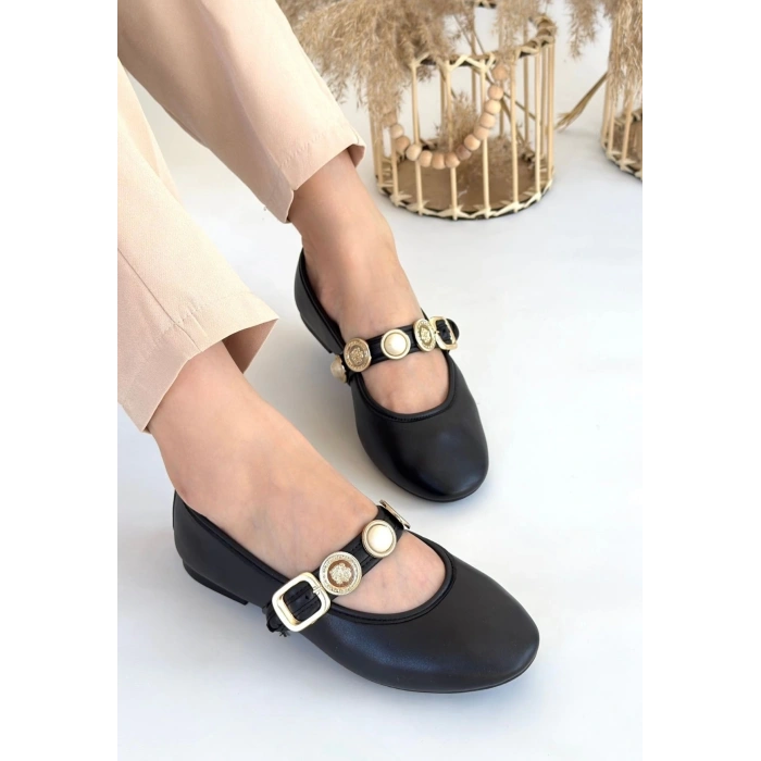 petite ateiler Atnis Siyah Cilt Babet Ayakkabı