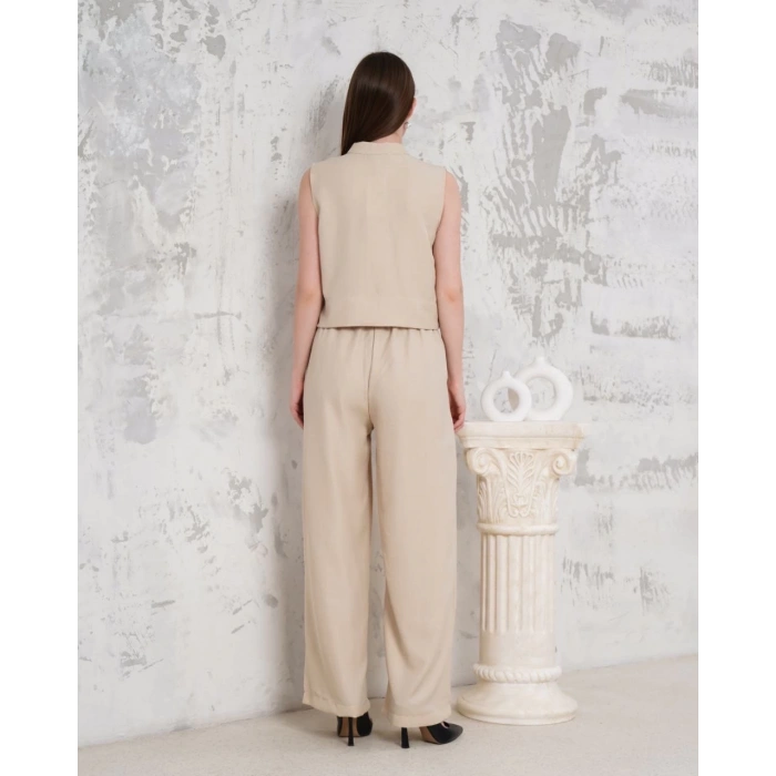 petite ateiler Broşlu yelek pantolon takım bej s255821