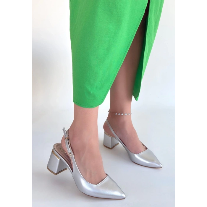 petite ateiler Buant Gümüş Cilt Topuklu Ayakkabı