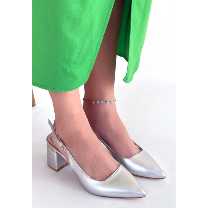 petite ateiler Buant Gümüş Cilt Topuklu Ayakkabı