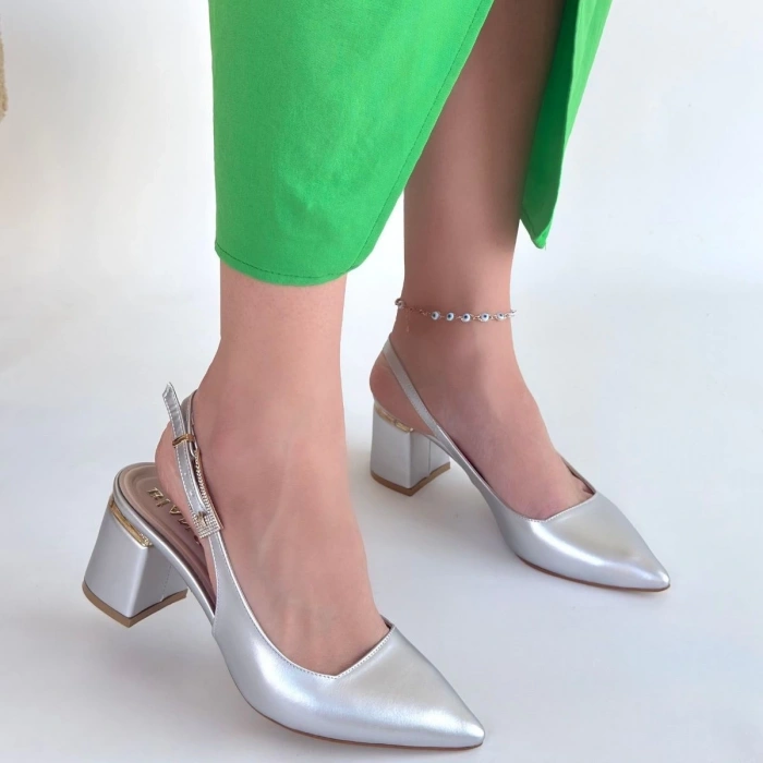 petite ateiler Buant Gümüş Cilt Topuklu Ayakkabı