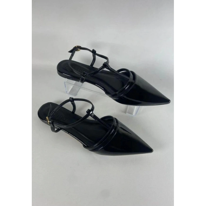 petite ateiler Canca Siyah Rugan Babet Ayakkabı