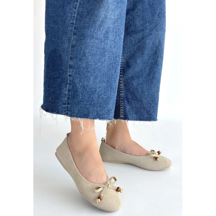 petite ateiler Cear Bej Deri Tozu Süet Babet Ayakkabı